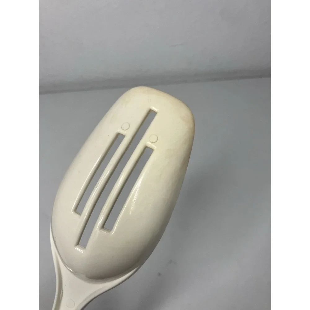 FOLEY Nylon Slotted Serving Spoon Ivory Cream Kitchen Utensil 11 Inches Vintage